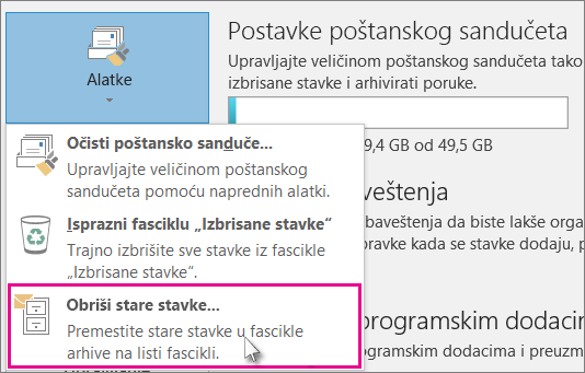 Obriši stare stavke