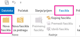 Na kartici „Fascikla“ izaberite stavku „Nova fascikla“.