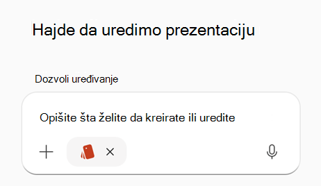 Snimak ekrana koji prikazuje odziv sa kompletom brenda izabranim u PPT-u.