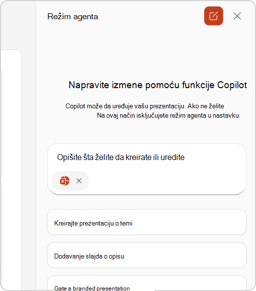 Okno za ćaskanje režima agenta