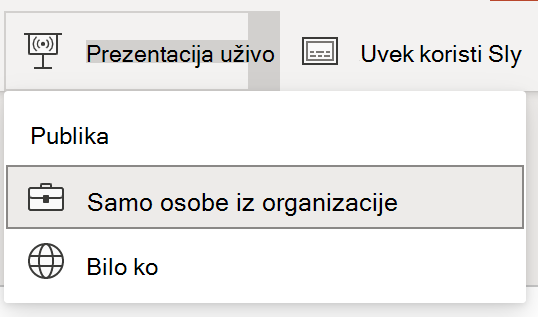 Izbor publike za prezentaciju uživo