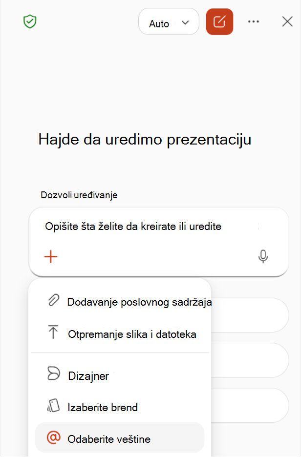 Snimak ekrana koji prikazuje izbor stavke 