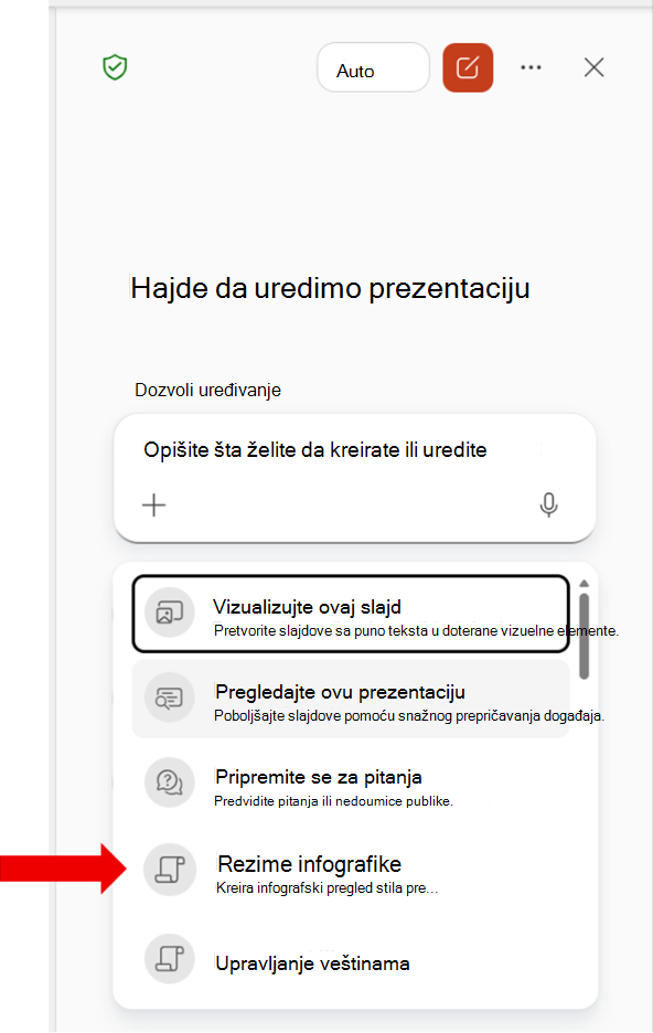 Snimak ekrana koji prikazuje prilagođenu veštinu organizacije na listi 