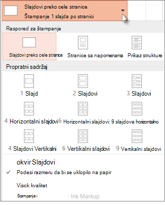 Pick a print layout