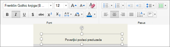 Uređivanje oblikovanja podnožja
