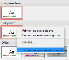 Prikazuje opciju 
