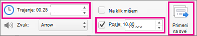 Postavke prelaza slajda