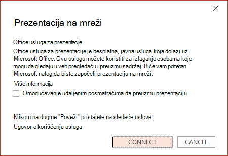 Snimak ekrana dijaloga 