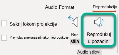 Na traci, na kartici Reprodukcija izaberite stavku 
