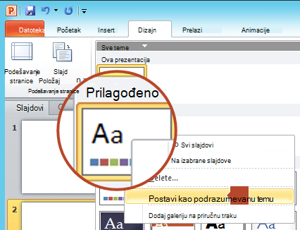 Kliknite desnim tasterom miša novu temu navedenu u okviru naslova 