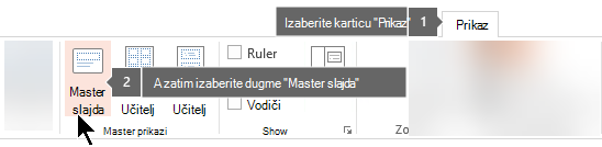 Koristite karticu „Prikaz“ u programu „PowerPoint“ da biste se prebacili na glavni prikaz slajda