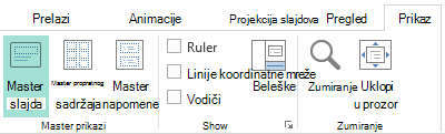 Rasporedi na slajdu mogu se prilagoditi u prikazu mastera slajda