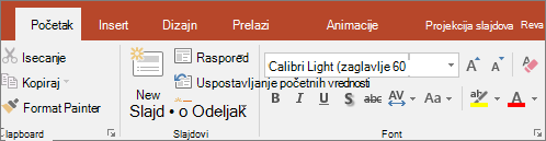 Marker teksta na traci u programu PowerPoint.