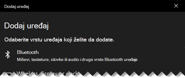 Dijalog „Dodavanje uređaja“