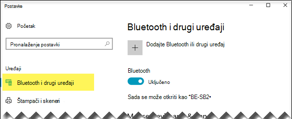 Uverite se da je opcija Bluetooth & druge uređaje izabrana sa leve strane
