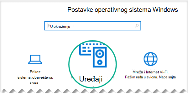 Izaberite stavku „Uređaji“ u dijalogu „Postavke operativnog sistema Windows“