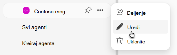 Snimak ekrana agenta za uređivanje u usluzi BizChat