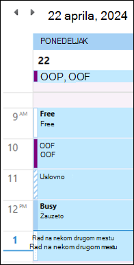 OOF u Outlook kalendar boja pre ažuriranja