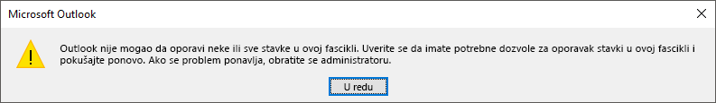 Greška oporavka izbrisanih stavki