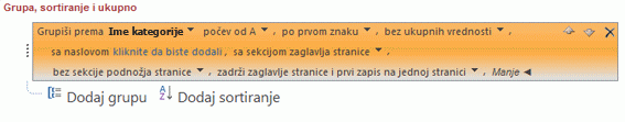 Opcije grupisanja (prošireno)