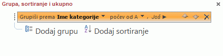 Opcije grupisanja