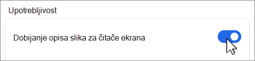 Snimak ekrana dugmeta Get Image Descriptions button.