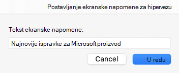Screen tip for hyperlink in Outlook