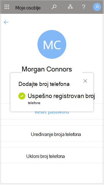 Čuvanje dodatog broja telefona korisnika u mom osoblju