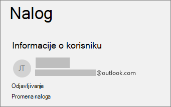 Prikazuje vezu za odjavljivanje u prikazu 