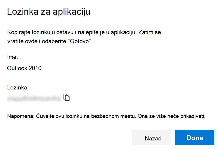 Stranica lozinke aplikacije sa imenom aplikacije