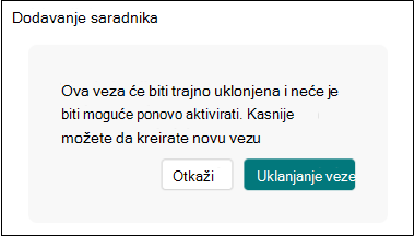Ukloni vezu za saradnju Obrasci