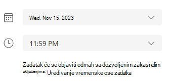 Snimak ekrana vremenske ose zadatka.