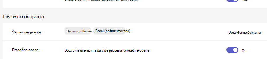 postavke ocenjivanja