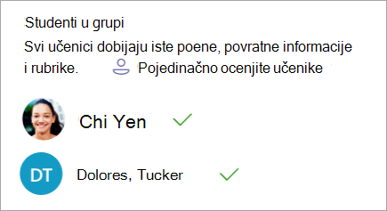 Opcija pojedinačnog ocenjivanja učenika