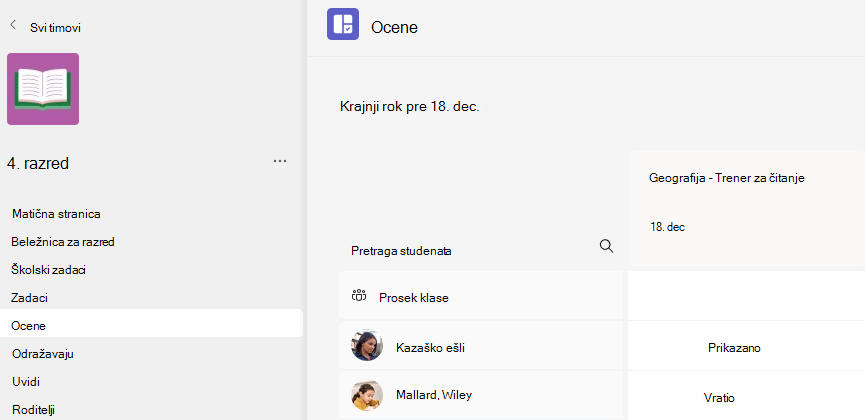 Snimak ekrana ocena.