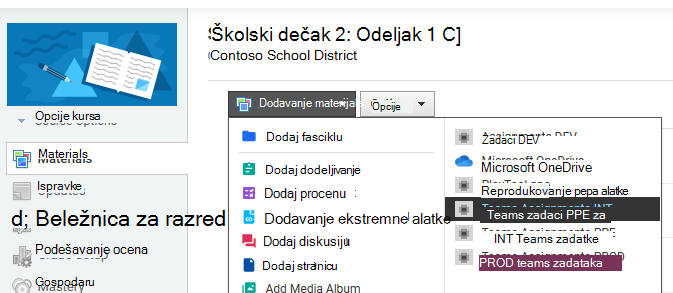 Snimak ekrana materijala.