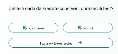 Snimak ekrana novih opcija obrasca.