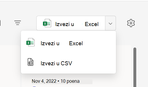 Snimak ekrana izvoza.
