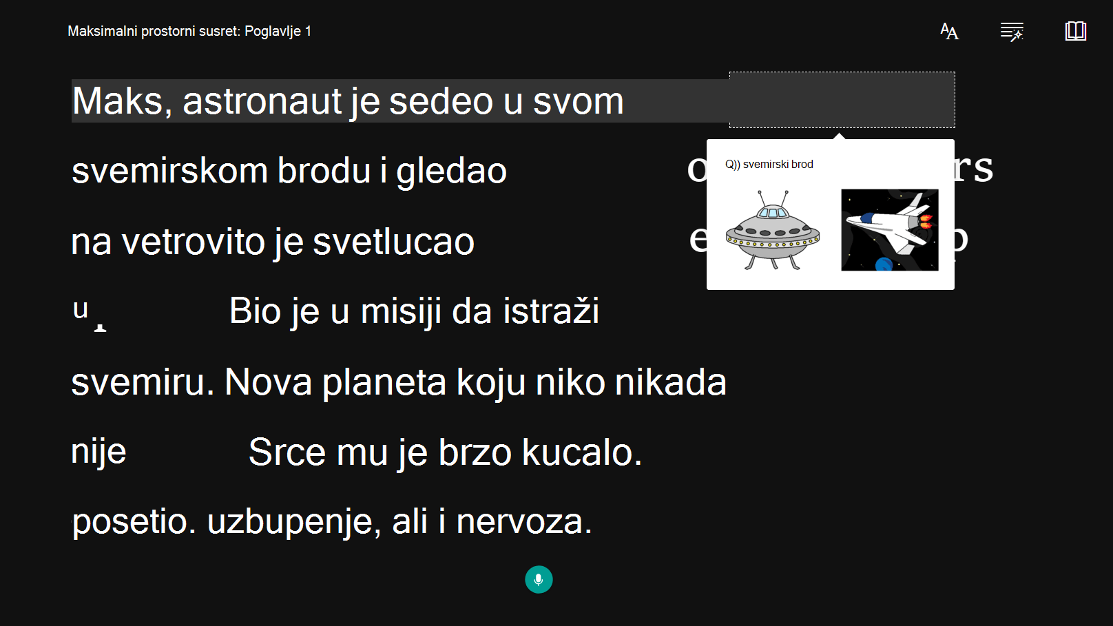 Snimak ekrana opcije pristupačnosti.