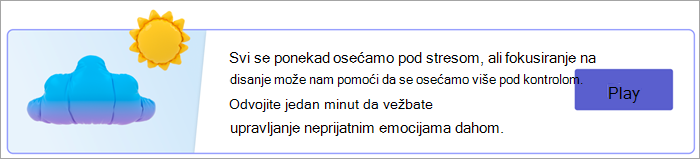 Snimak ekrana ulazne tačke za vežbe disanja na stranici 