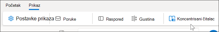 Snimak ekrana vrha programa Outlook veb koji prikazuje izabranu karticu 