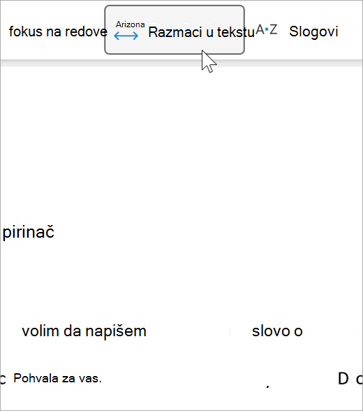Snimak ekrana opcije 
