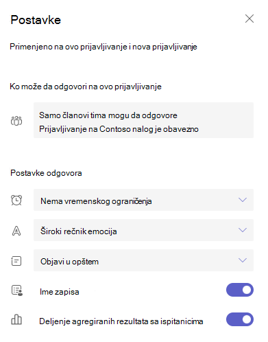 Snimak ekrana postavki.