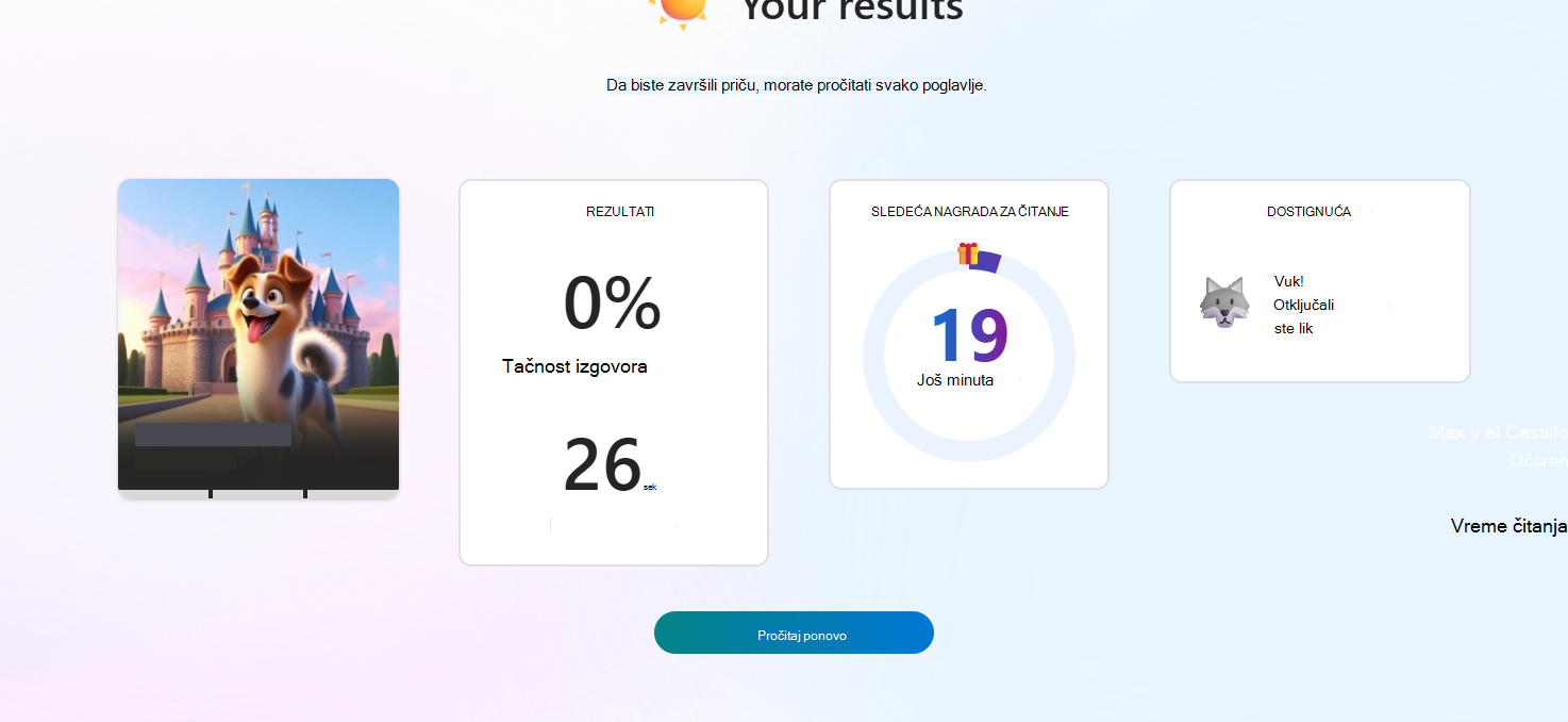 Snimak ekrana rezultata vežbanja u programu Word.
