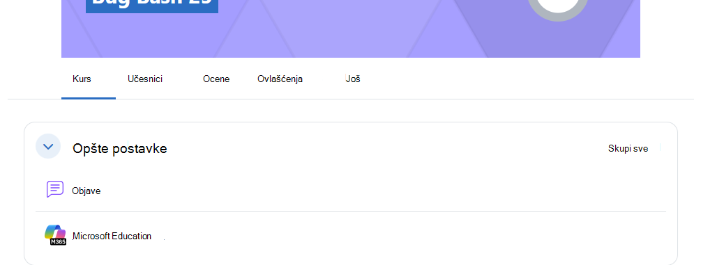 Moodle kliknite na dugme Microsoft Education