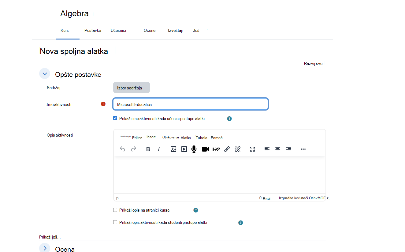 Moodle dijalog 