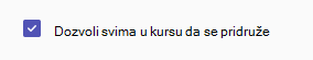 Svako ko je uključen u kurs može da se pridruži polju za potvrdu