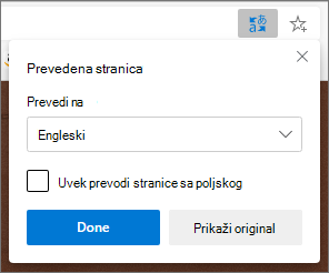 Microsoft Translator tabla koja prikazuje status prevoda.