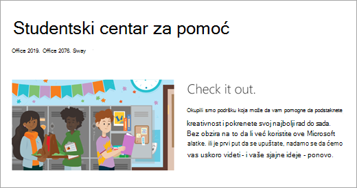 Veb stranica koja sadrži ilustraciju učenika u školi