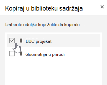 Odaberite odeljke koje želite da kopirate.